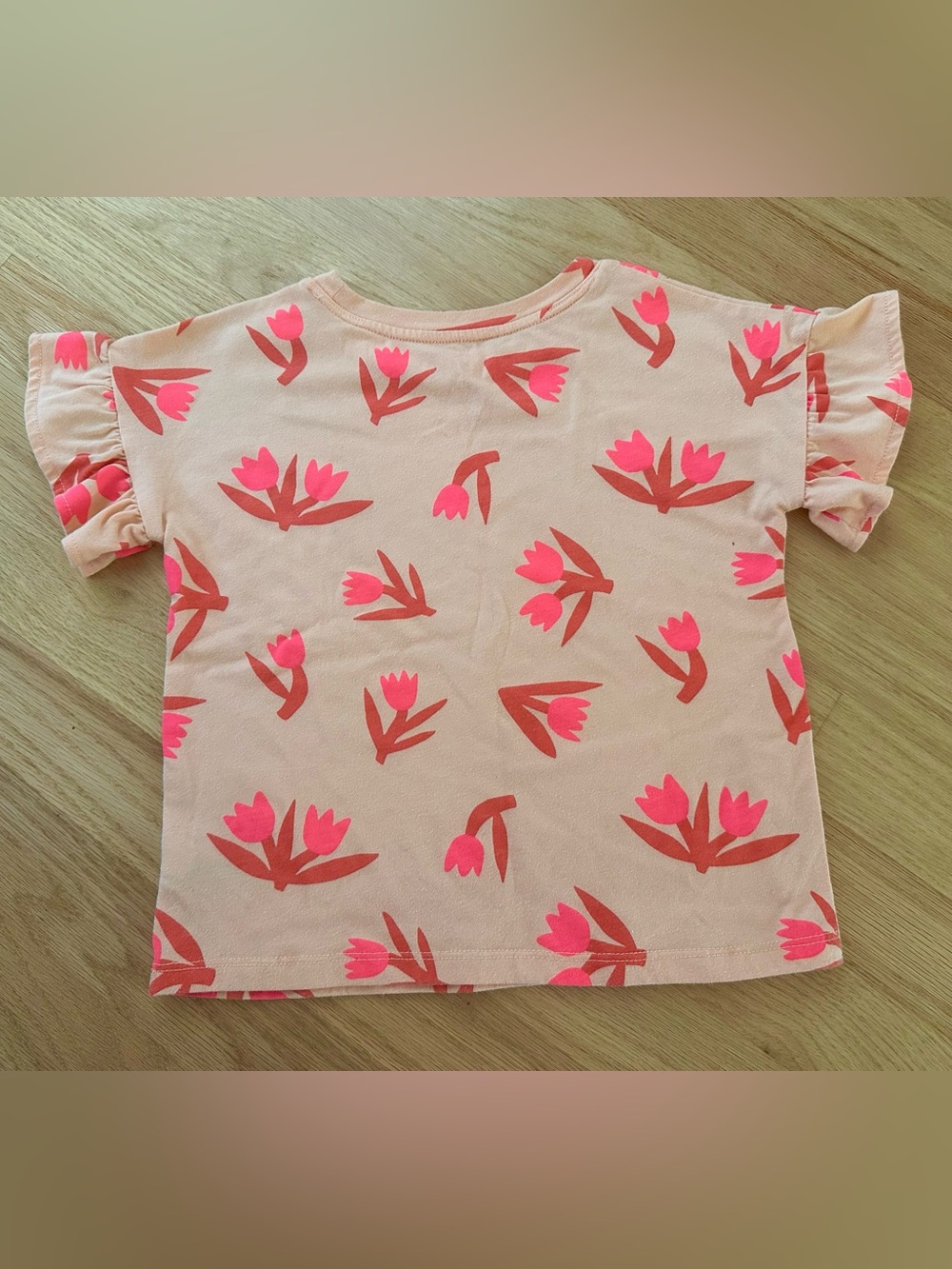 Cat & Jack Pink Floral Short ruffle Sleeve Tee Sz 5t